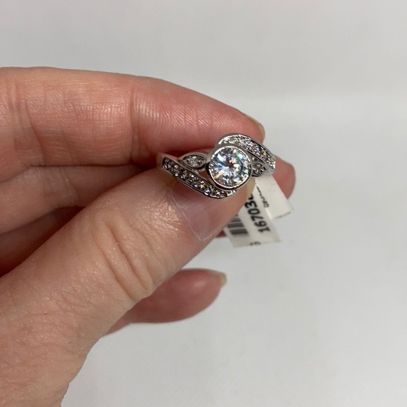 Simulated Diamond Ring with silvertone(NWT)J-60 - Picture 2 of 6